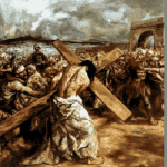 Jesus carrying his cross to the hill